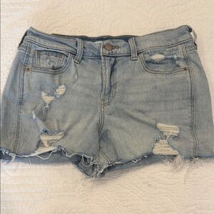 Distressed Light Blue Denim Shorts